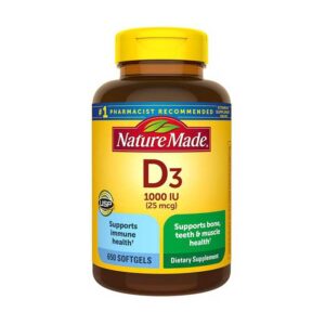 Vitamin D3 1000 IU 25mcg Nature Made - Viên uống bổ xương giúp xương chắc khỏe 650 Viên