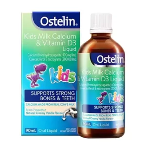 Ostelin Kids Milk Calcium & Vitamin D3 Liquid Bổ sung Canxi D3 dạng sữa cho trẻ 90ml