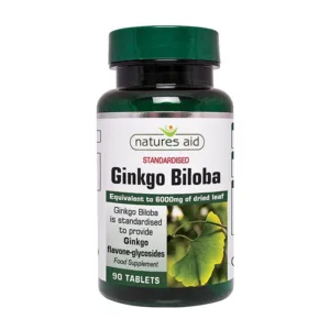 Ginkgo Biloba 6000mg Natures Aid Viên uống hỗ trợ tuần hoàn máu não 90 Viên