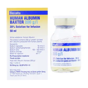 Thuốc Human Albumin 200g/l 50ml Baxter – Điều trị phục hồi và duy trì thể tích máu