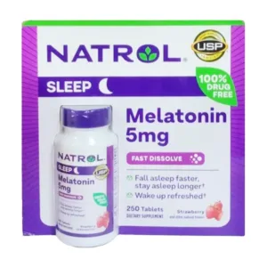 Melatonin Sleep 5mg Natrol – Viên ngậm giúp an thần ngủ ngon (250 viên)
