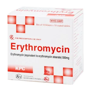 Erythromycin 500mg Khapharco Điều trị nhiễm khuẩn (100 viên)